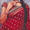 Burgundy and Dark Green Color Saree Shimmer Georgette