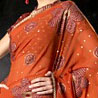 Rust Orange Maroon Laser Georgette Saree