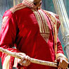Rajputi Pattern Red Semi-Sherwani In Raw Silk
