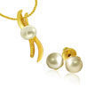 Pearl & Gold Plated Pendant Earrings Set